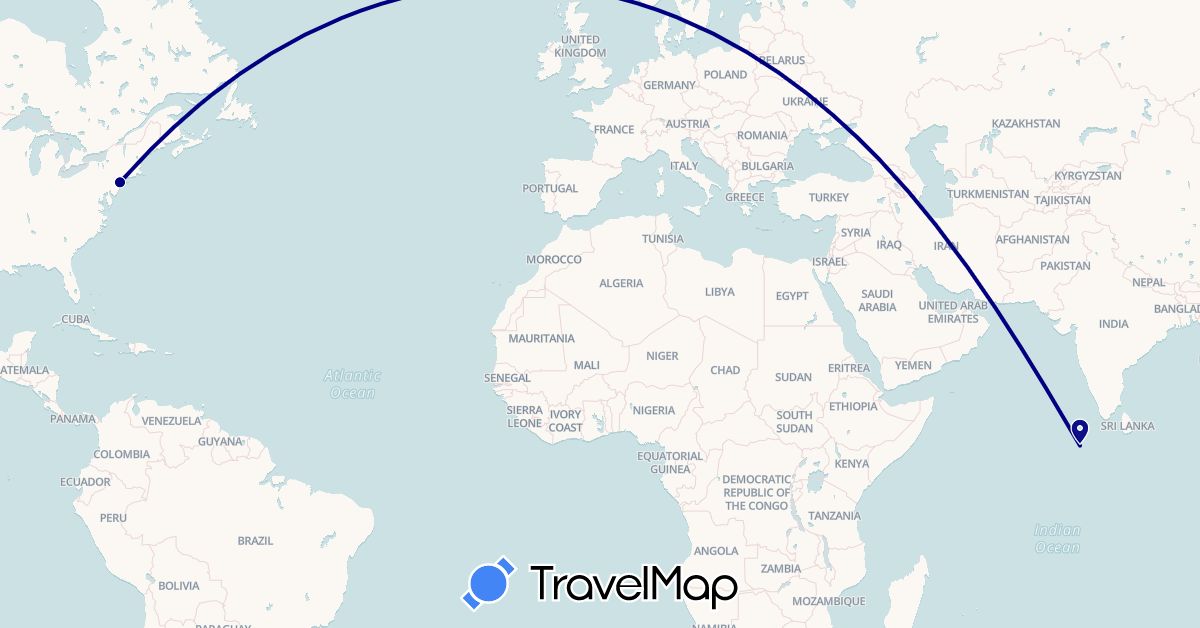 TravelMap itinerary: driving in Maldives, United States (Asia, North America)